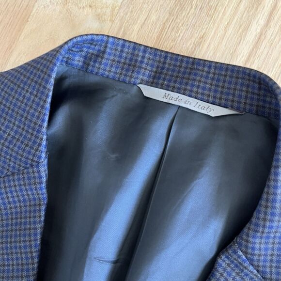Canali 1934 Suit/Sport Coat Blue Grey Check 42R Dual Vents 2 Button 100% Wool - Picture 5 of 13
